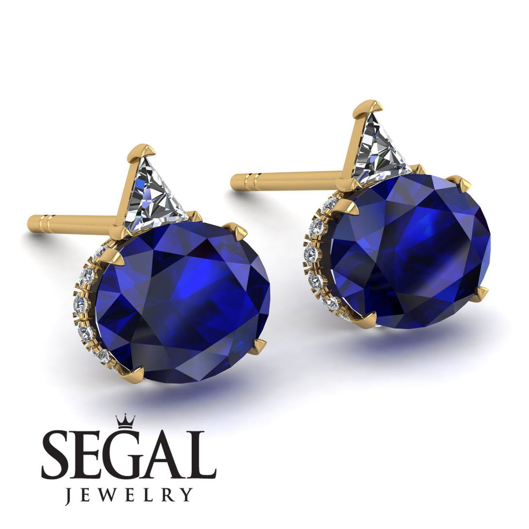 Hidden Halo Sapphire Earrings - Rosalie No. 13