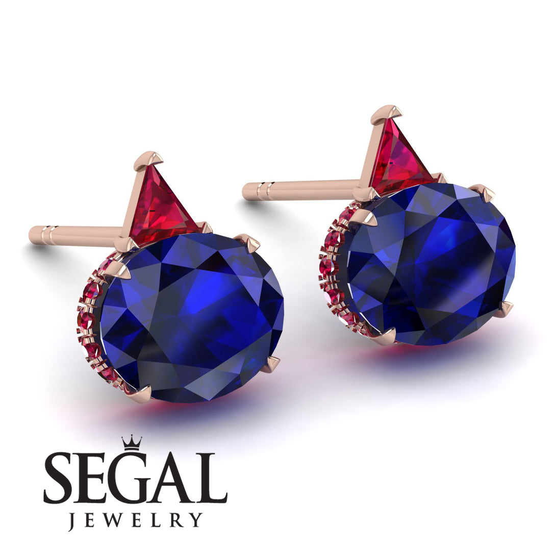 Hidden Halo Sapphire Earrings - Rosalie No. 59