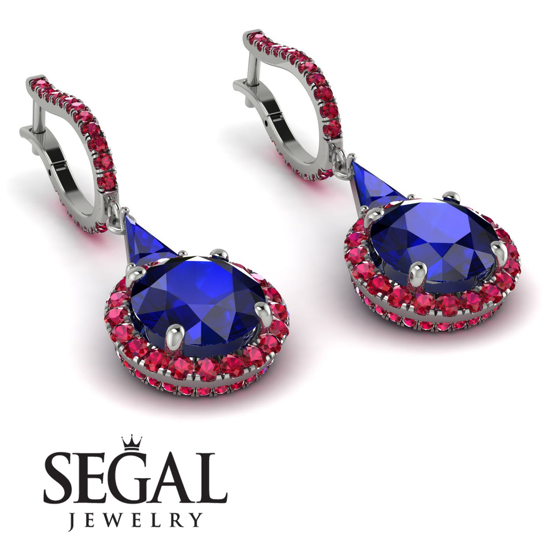 Hidden Halo Sapphire Earrings - Joanna No. 60