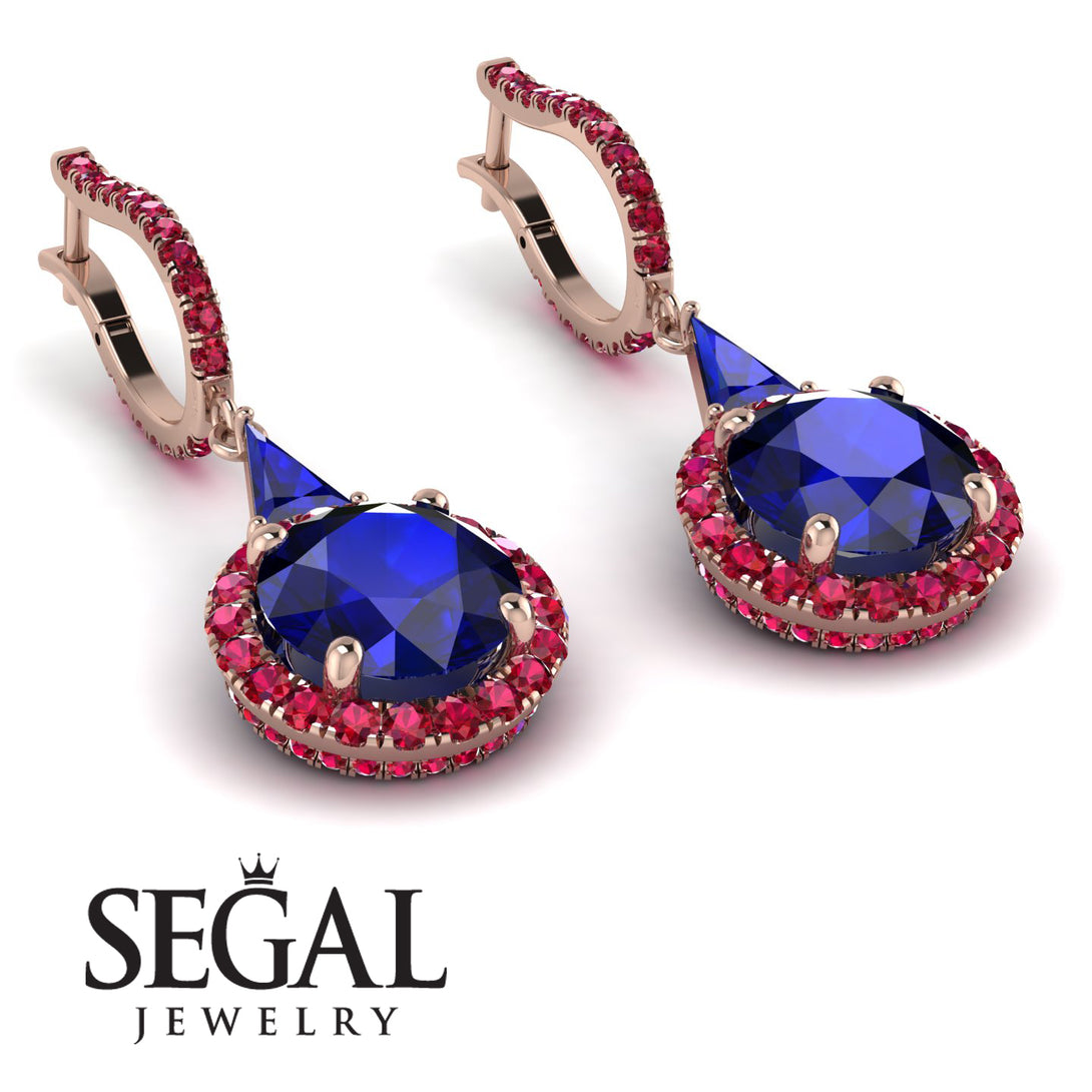 Hidden Halo Sapphire Earrings - Joanna No. 59