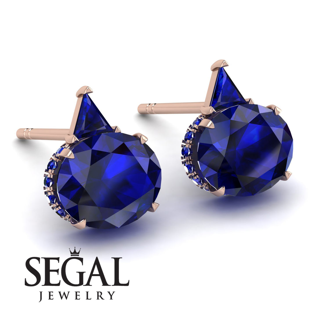 Hidden Halo Sapphire Earrings - Rosalie No. 74