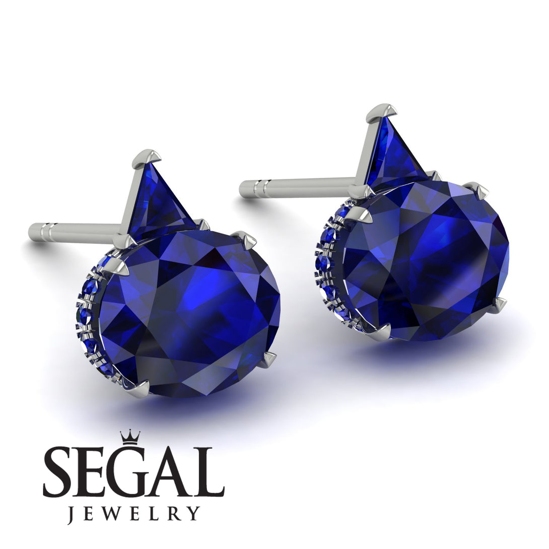 Hidden Halo Sapphire Earrings - Rosalie No. 75