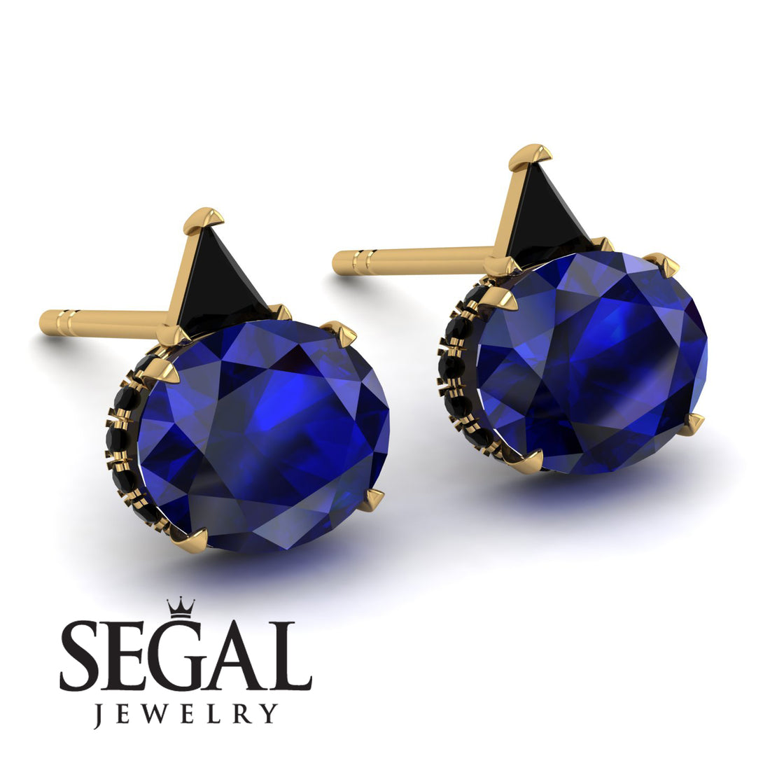 Hidden Halo Sapphire Earrings - Rosalie No. 43