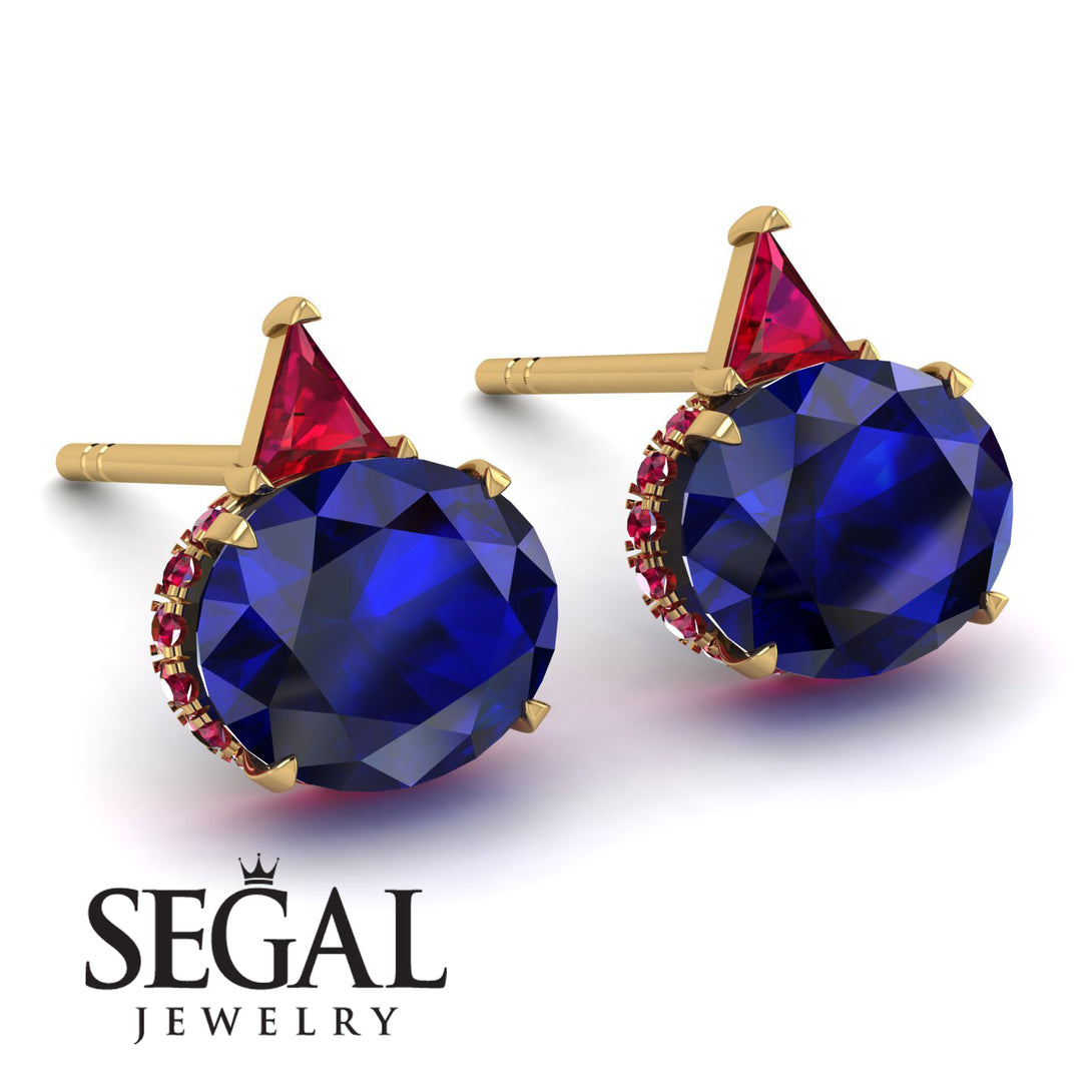 Hidden Halo Sapphire Earrings - Rosalie No. 58