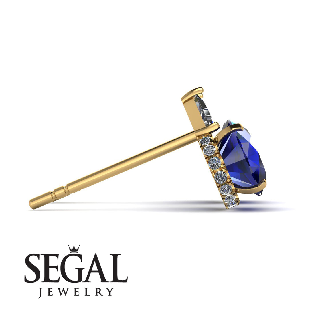 Hidden Halo Sapphire Earrings - Rosalie No. 13