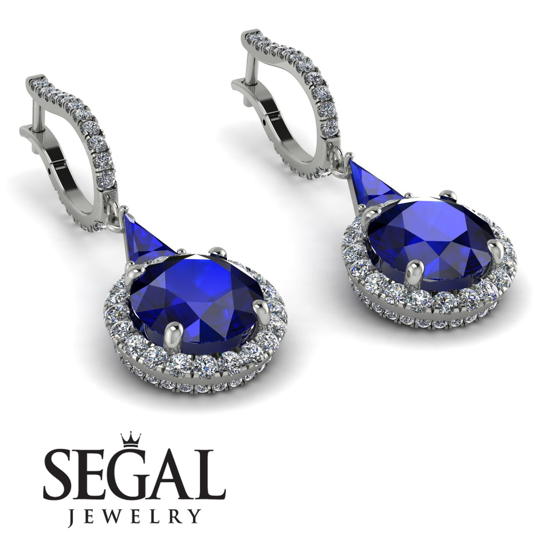 Hidden Halo Sapphire Earrings - Joanna No. 15