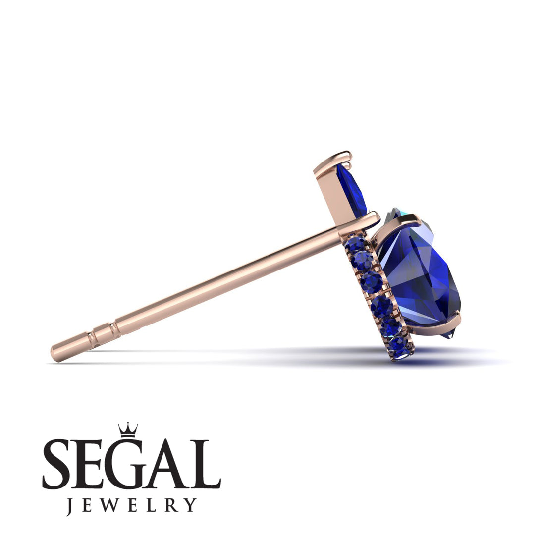 Hidden Halo Sapphire Earrings - Rosalie No. 74