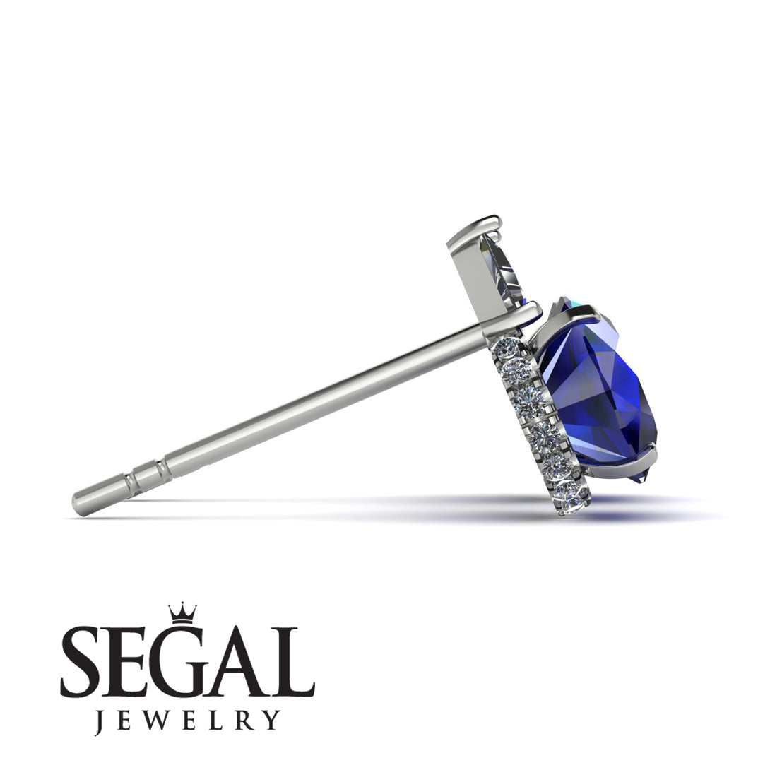 Hidden Halo Sapphire Earrings - Rosalie No. 15