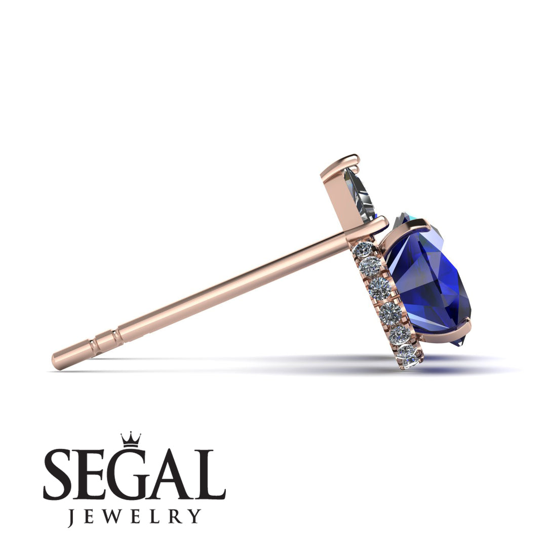 Hidden Halo Sapphire Earrings - Rosalie No. 14