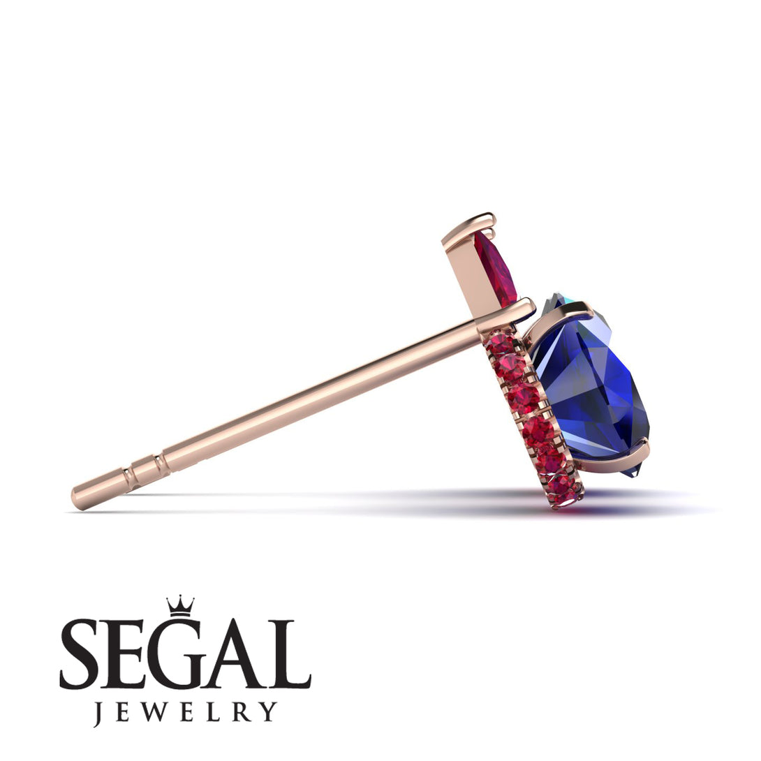 Hidden Halo Sapphire Earrings - Rosalie No. 59