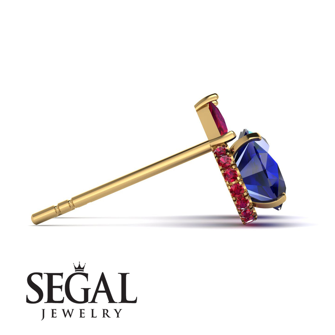 Hidden Halo Sapphire Earrings - Rosalie No. 58