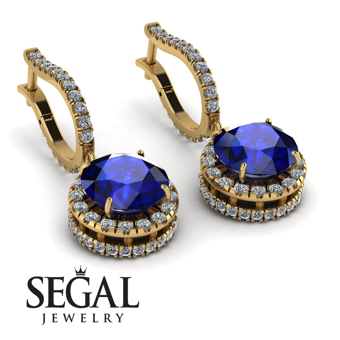Hidden Halo Sapphire Hoop Earrings - Catalina No. 13