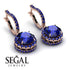 Hidden Halo Sapphire Hoop Earrings - Catalina No. 74