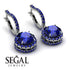 Hidden Halo Sapphire Hoop Earrings - Catalina No. 75