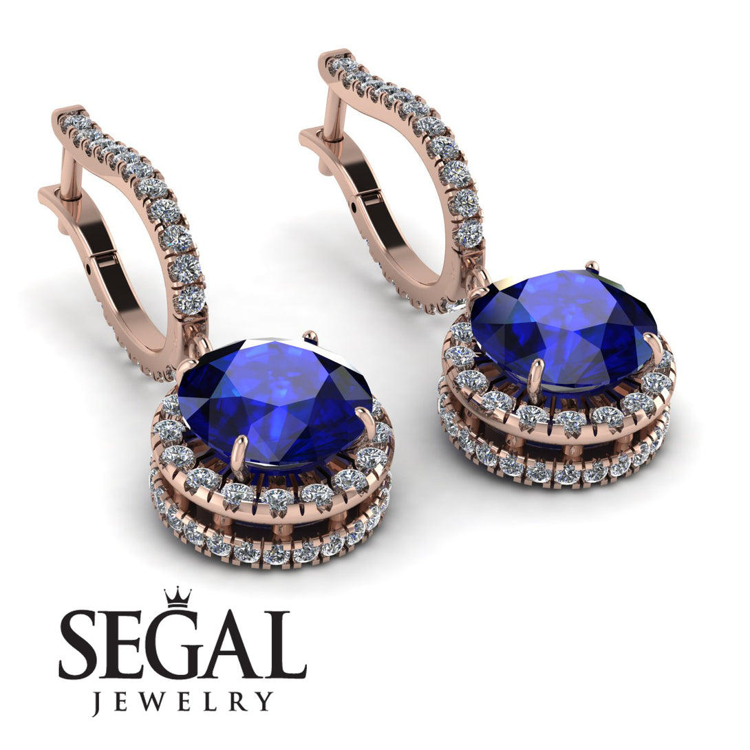 Hidden Halo Sapphire Hoop Earrings - Catalina No. 14