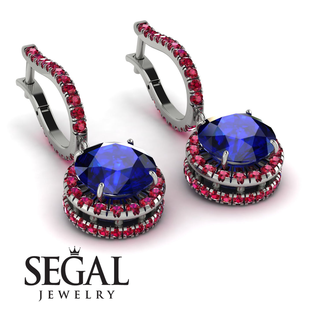 Hidden Halo Sapphire Hoop Earrings - Catalina No. 60