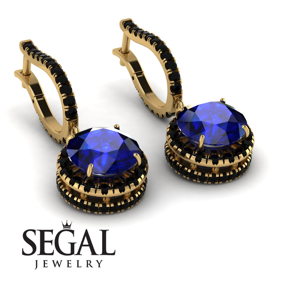 Hidden Halo Sapphire Hoop Earrings - Catalina No. 43