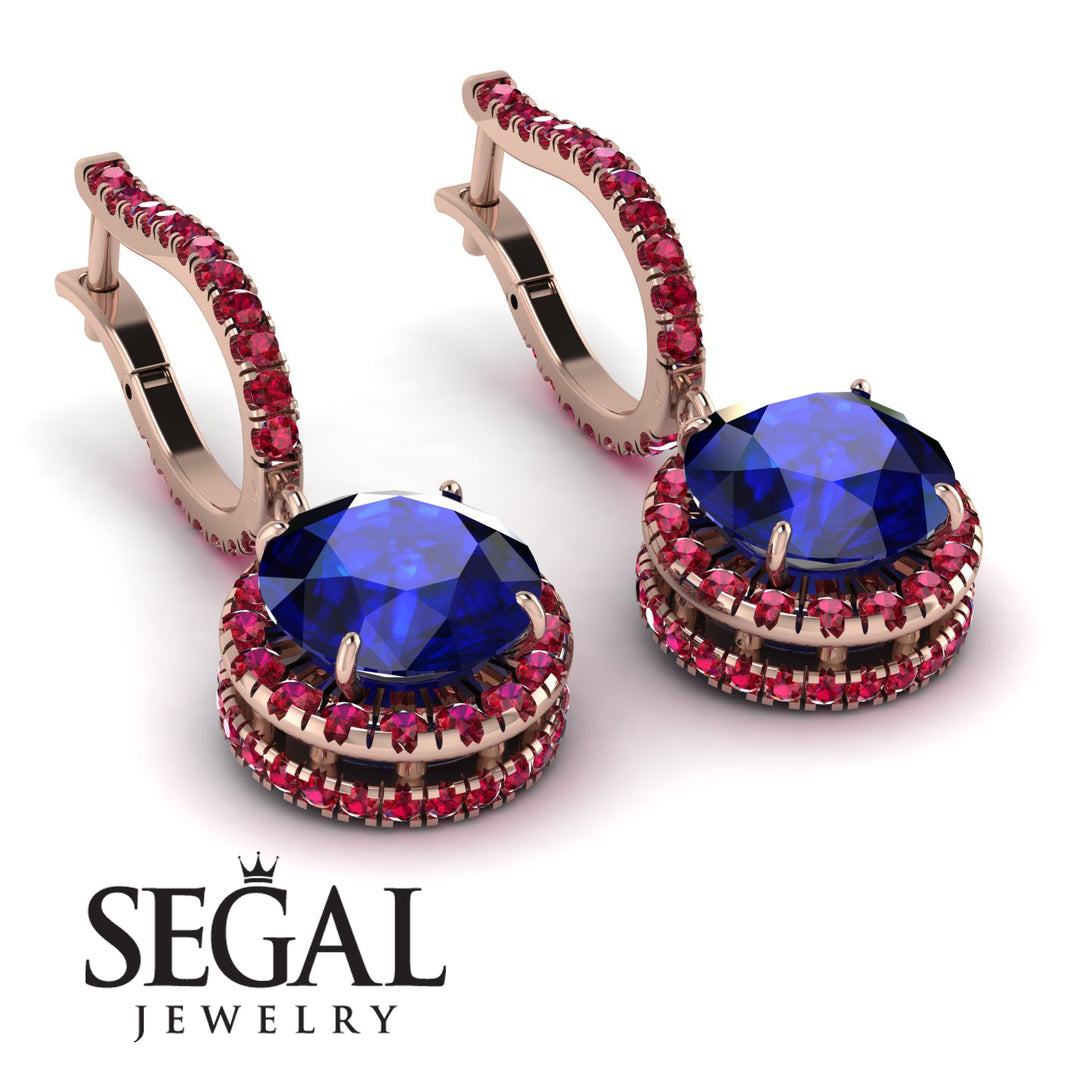 Hidden Halo Sapphire Hoop Earrings - Catalina No. 59