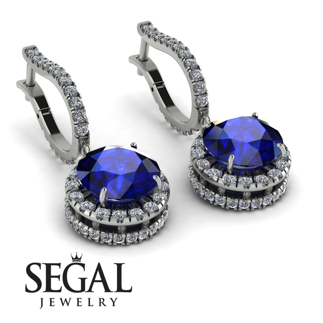 Hidden Halo Sapphire Hoop Earrings - Catalina No. 15