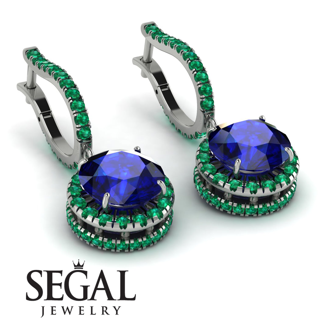 Hidden Halo Sapphire Hoop Earrings - Catalina No. 30