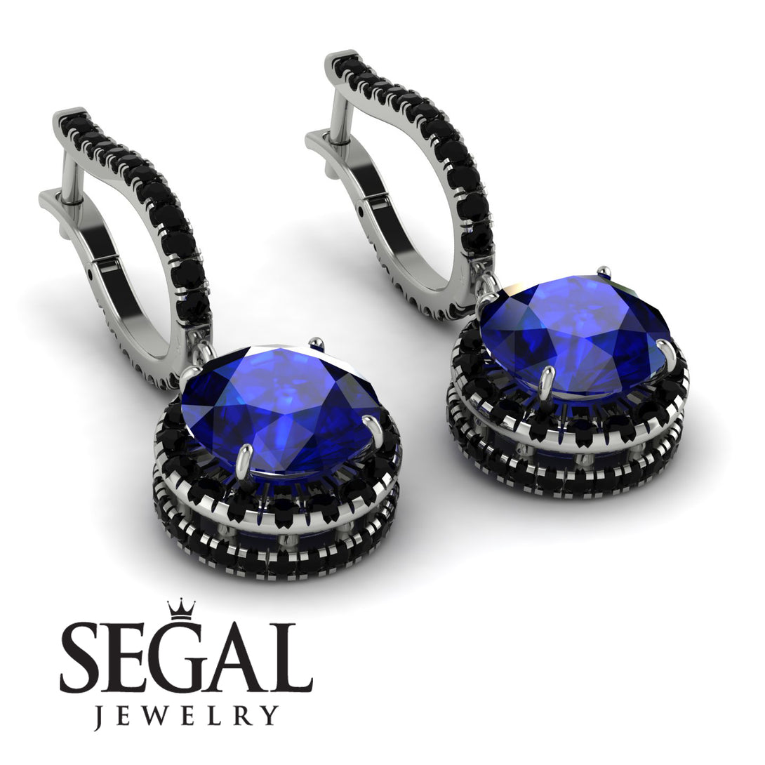 Hidden Halo Sapphire Hoop Earrings - Catalina No. 45