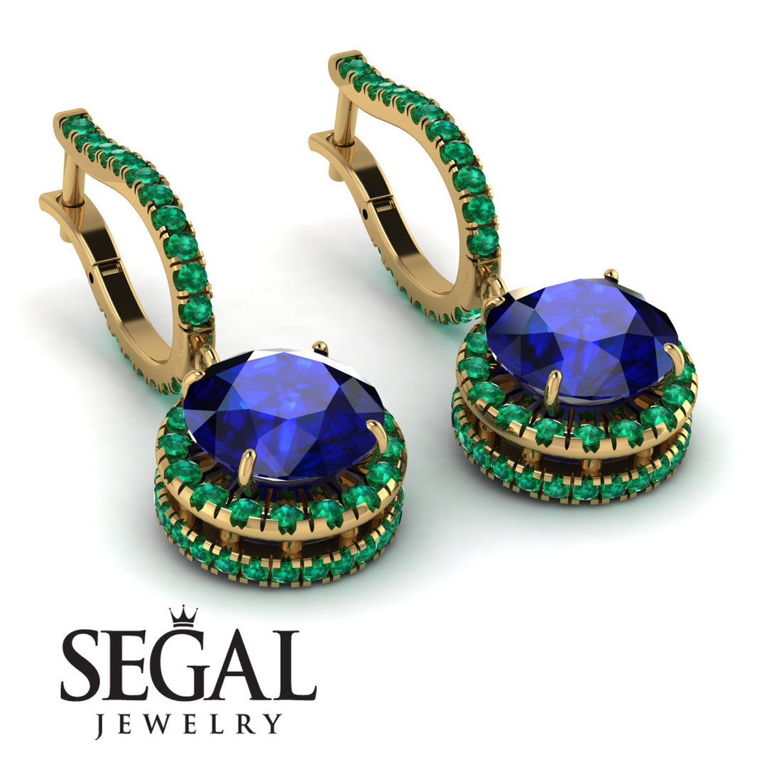Hidden Halo Sapphire Hoop Earrings - Catalina No. 28