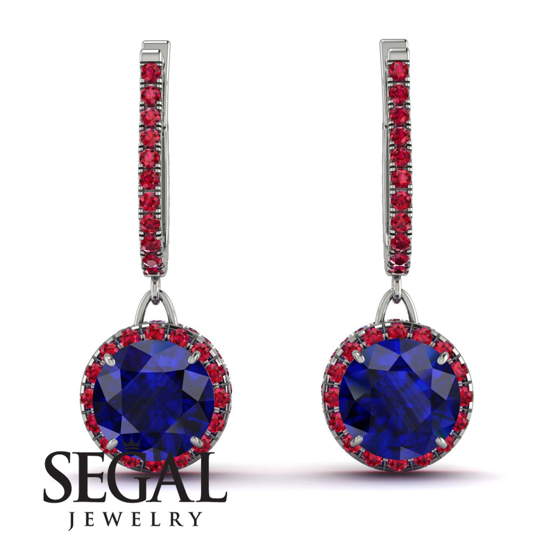 Hidden Halo Sapphire Hoop Earrings - Catalina No. 60