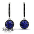 Hidden Halo Sapphire Hoop Earrings - Catalina No. 45