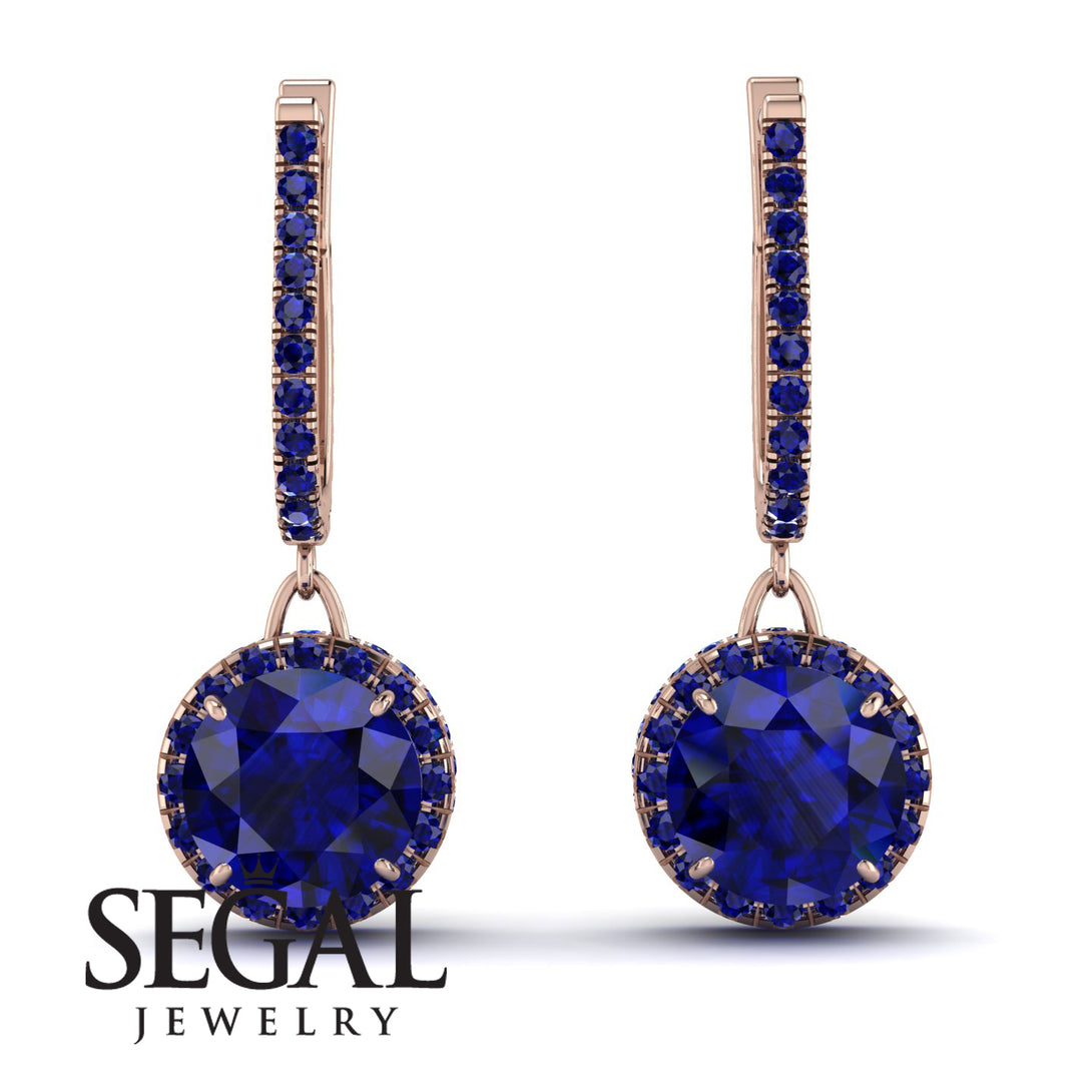 Hidden Halo Sapphire Hoop Earrings - Catalina No. 74
