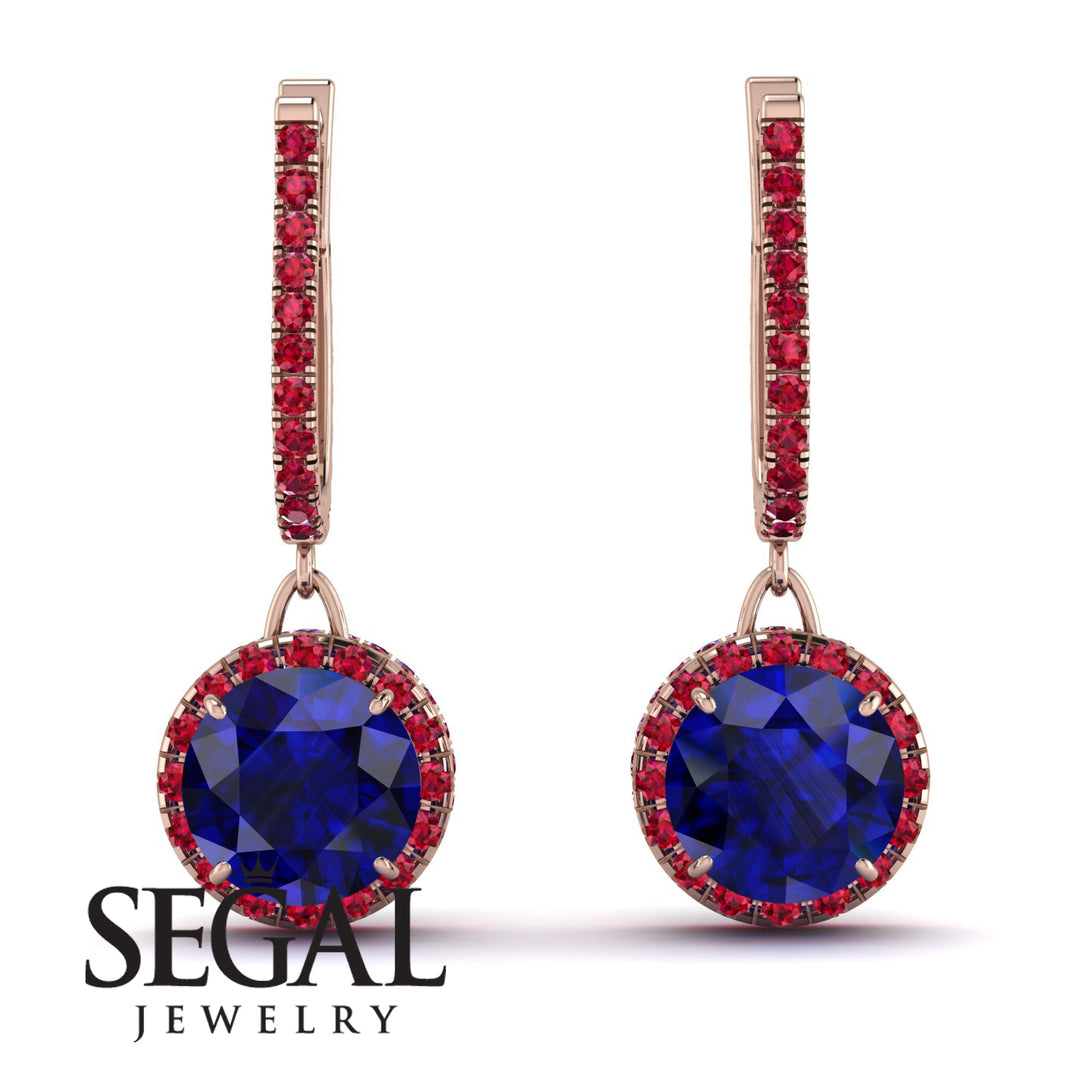 Hidden Halo Sapphire Hoop Earrings - Catalina No. 59
