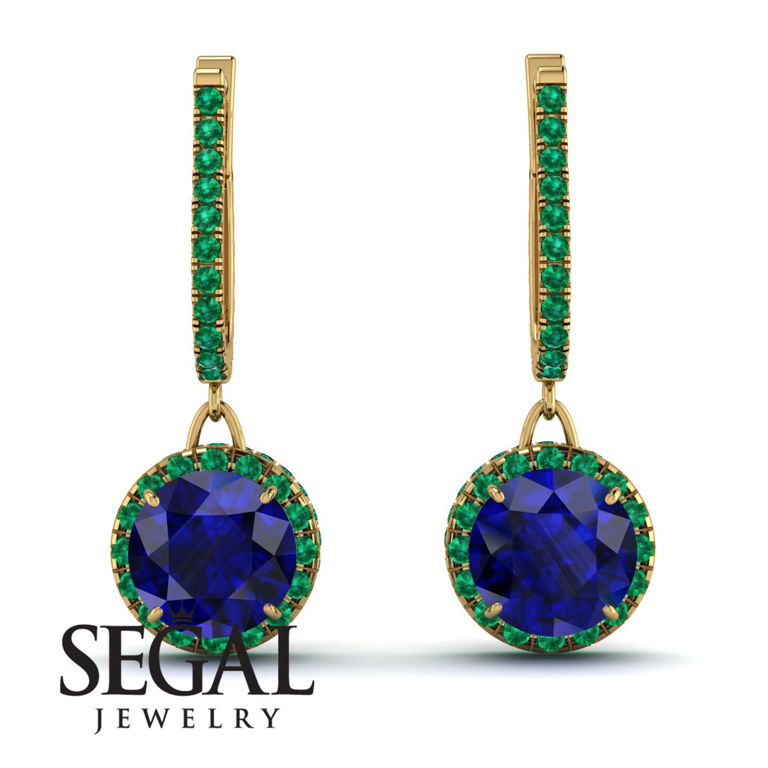 Hidden Halo Sapphire Hoop Earrings - Catalina No. 28