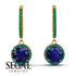 Hidden Halo Sapphire Hoop Earrings - Catalina No. 28