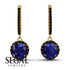 Hidden Halo Sapphire Hoop Earrings - Catalina No. 43