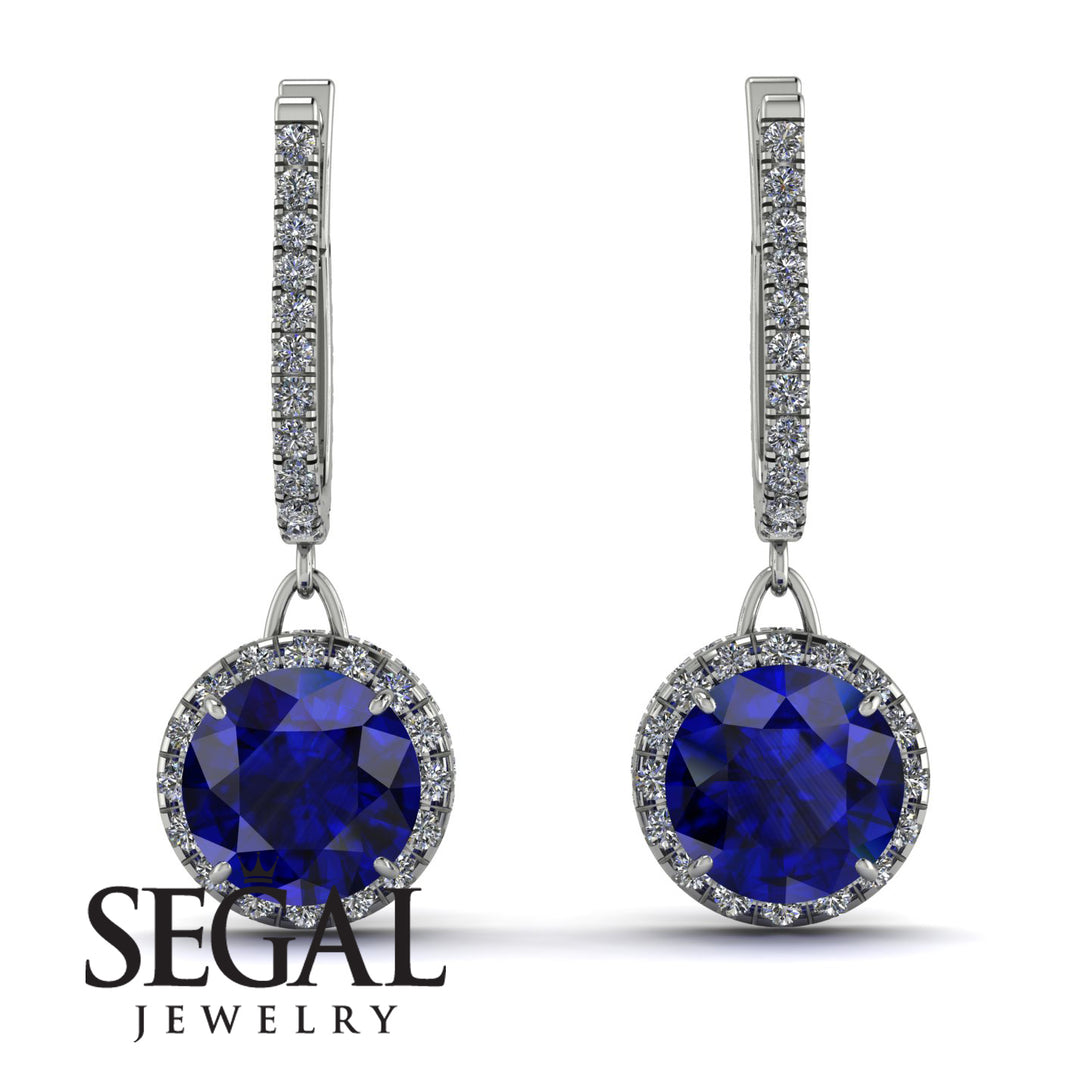 Hidden Halo Sapphire Hoop Earrings - Catalina No. 15