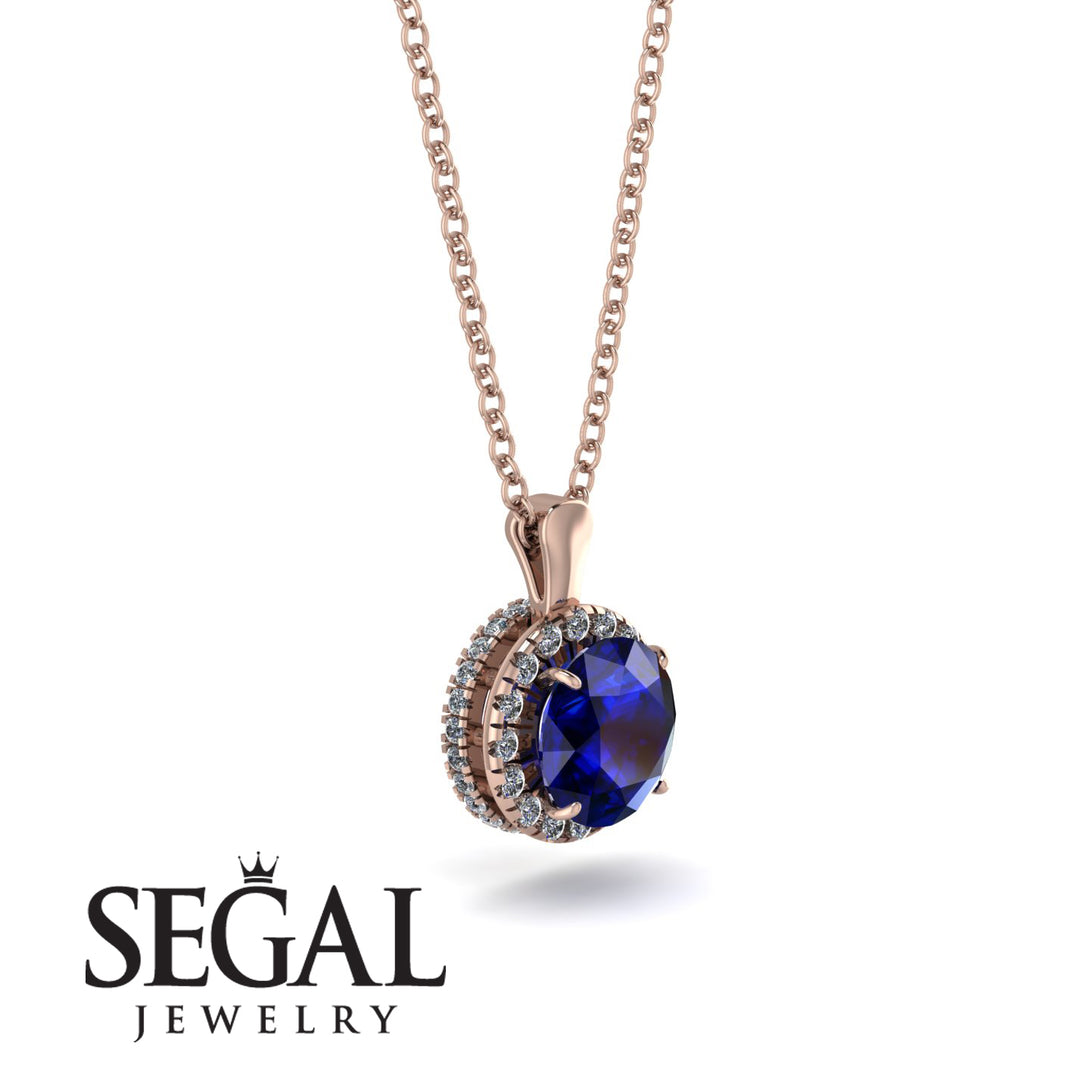 Hidden Halo Sapphire Necklace - Catalina No. 14