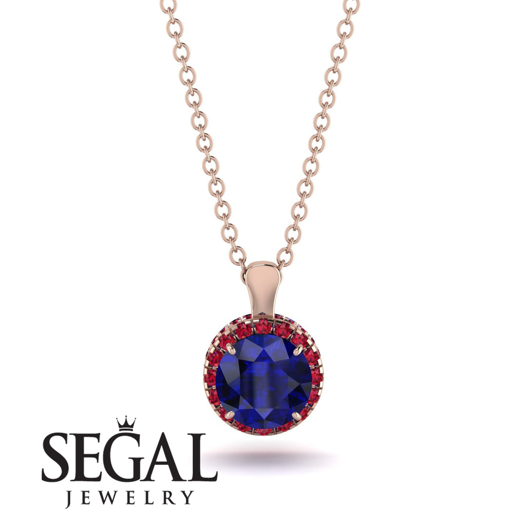 Hidden Halo Sapphire Necklace - Catalina No. 59