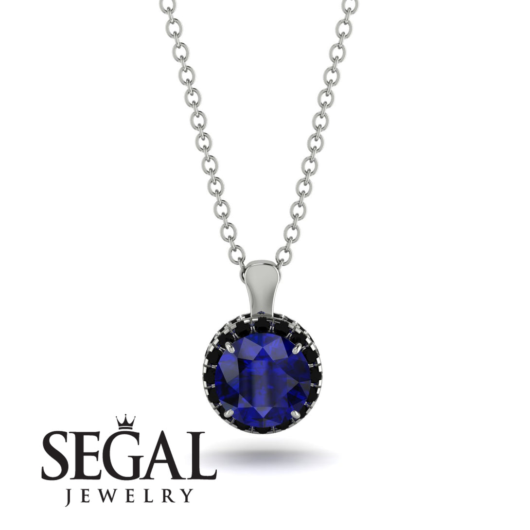 Hidden Halo Sapphire Necklace - Catalina No. 45