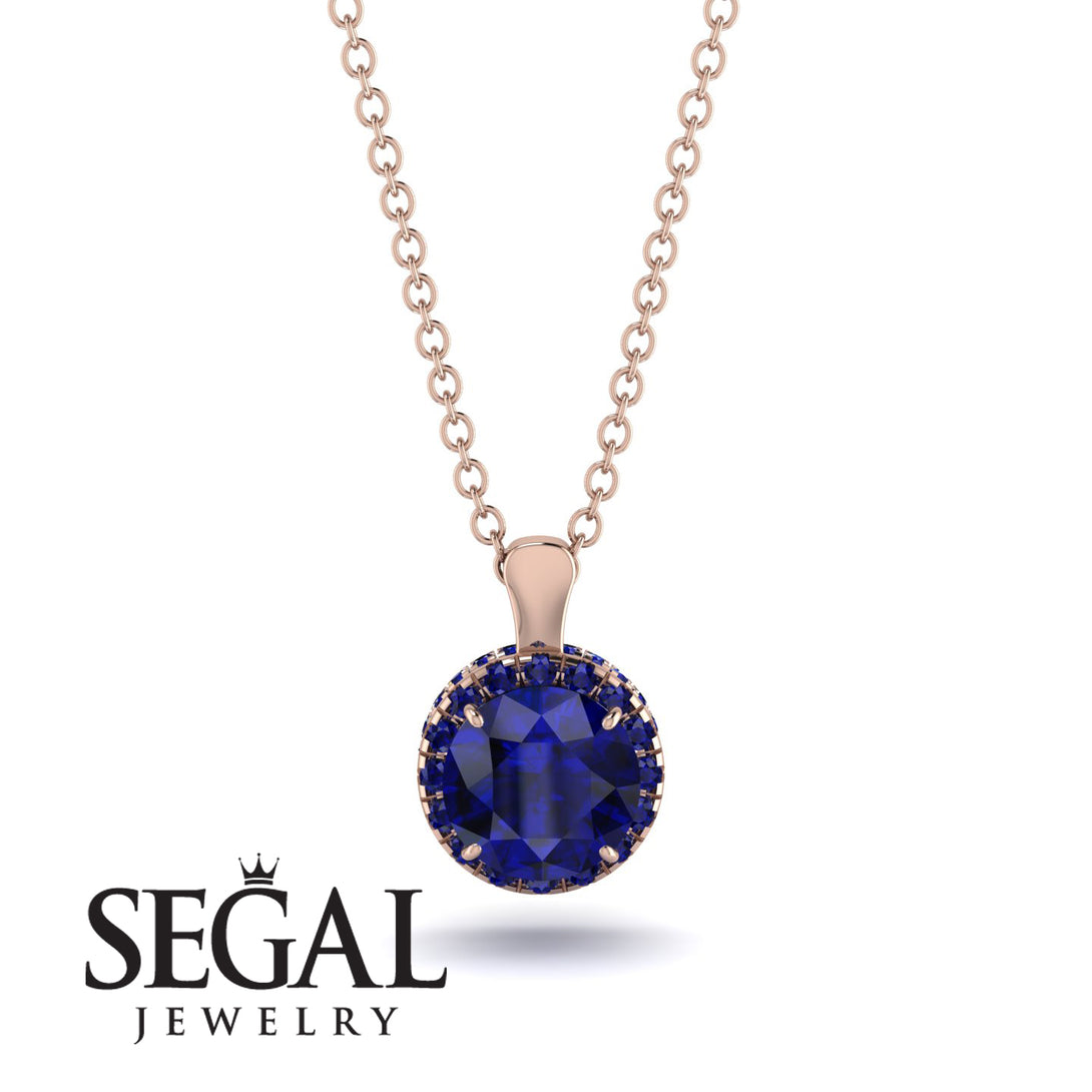 Hidden Halo Sapphire Necklace - Catalina No. 74
