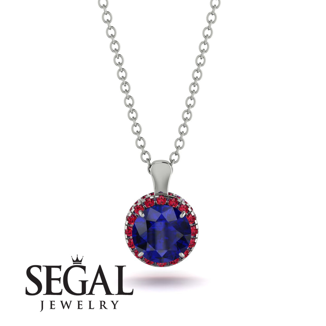 Hidden Halo Sapphire Necklace - Catalina No. 60