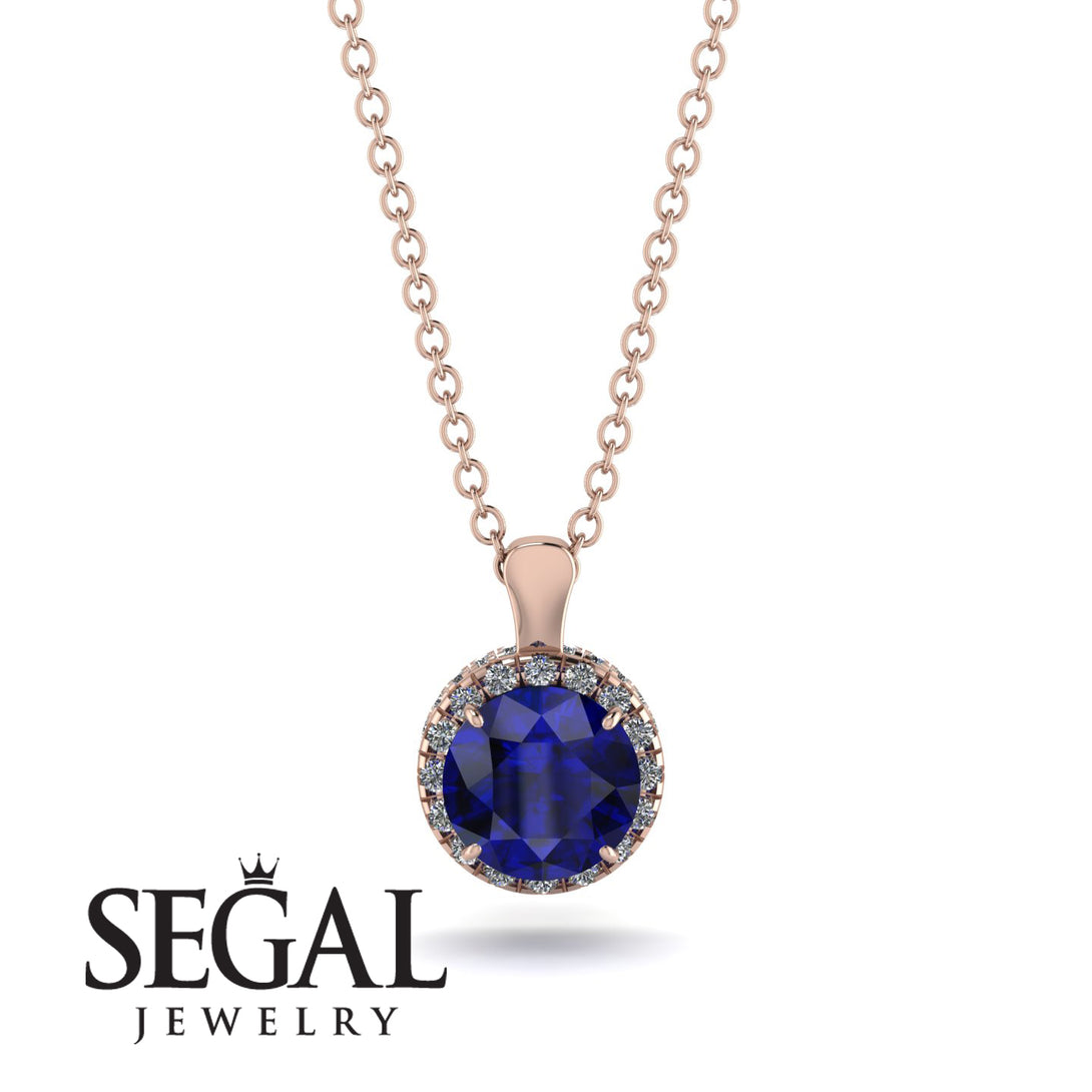 Hidden Halo Sapphire Necklace - Catalina No. 14