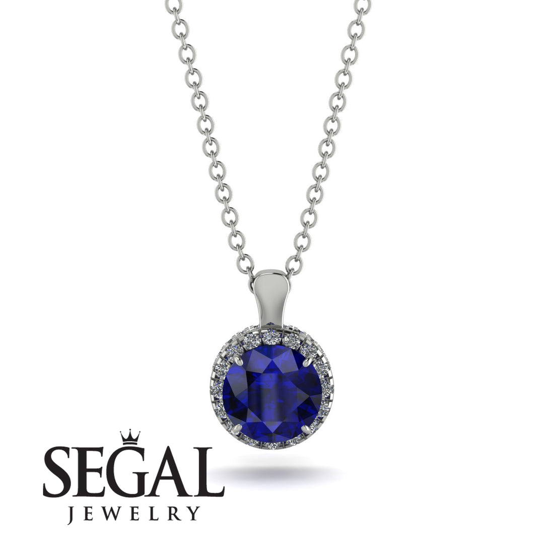 Hidden Halo Sapphire Necklace - Catalina No. 15