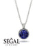 Hidden Halo Sapphire Necklace - Catalina No. 15
