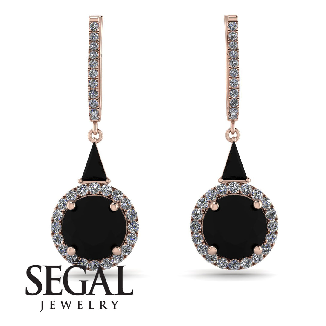 Hidden Halo Black Diamond Earrings - Joanna No. 8