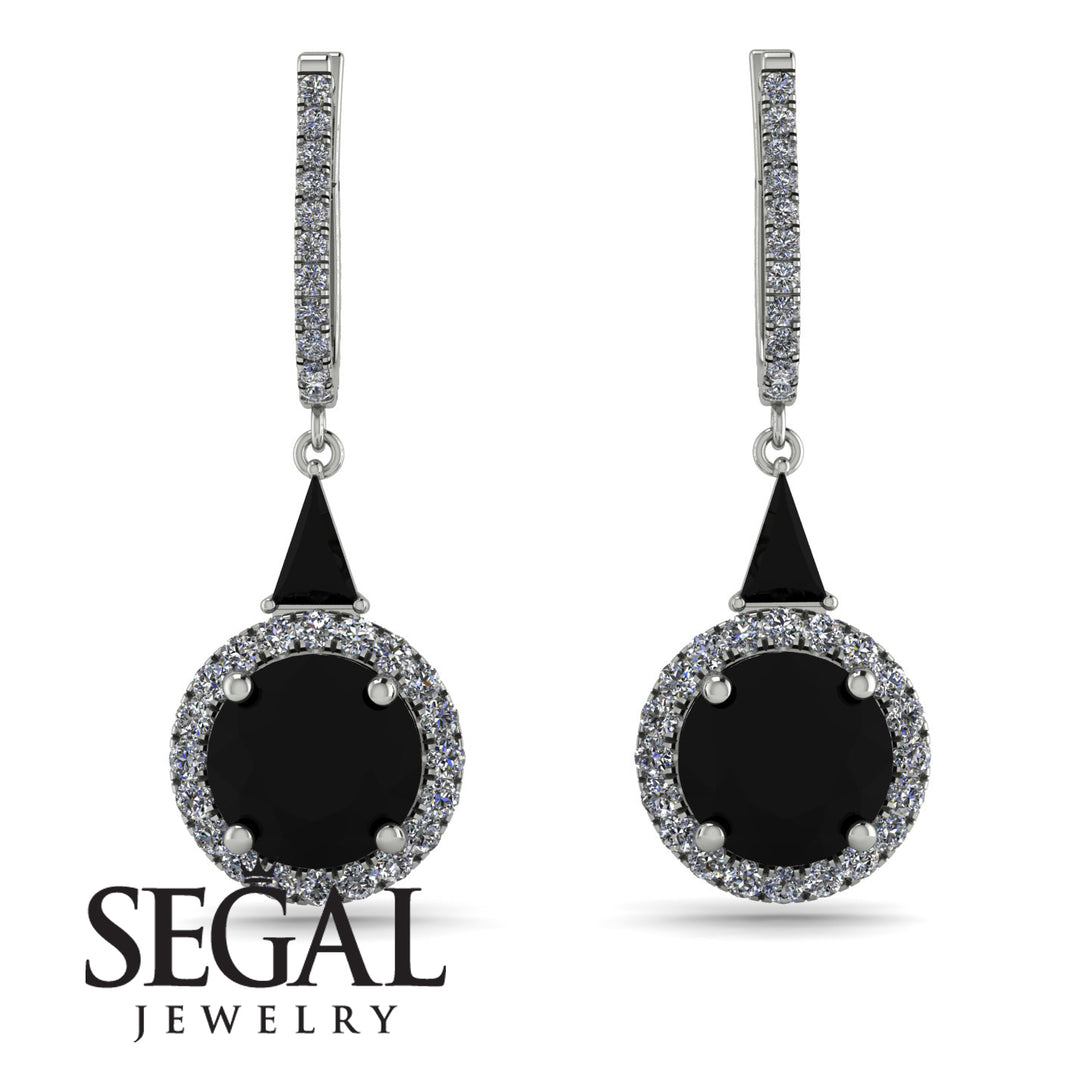 Hidden Halo Black Diamond Earrings - Joanna No. 9