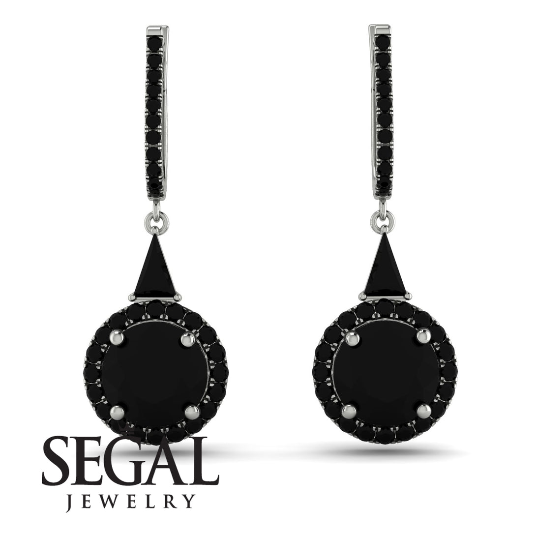 Hidden Halo Black Diamond Earrings - Joanna No. 39
