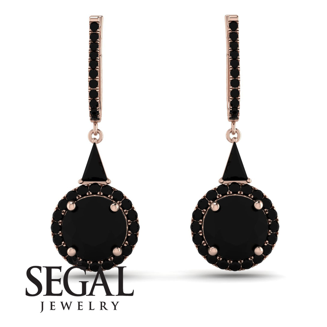 Hidden Halo Black Diamond Earrings - Joanna No. 38