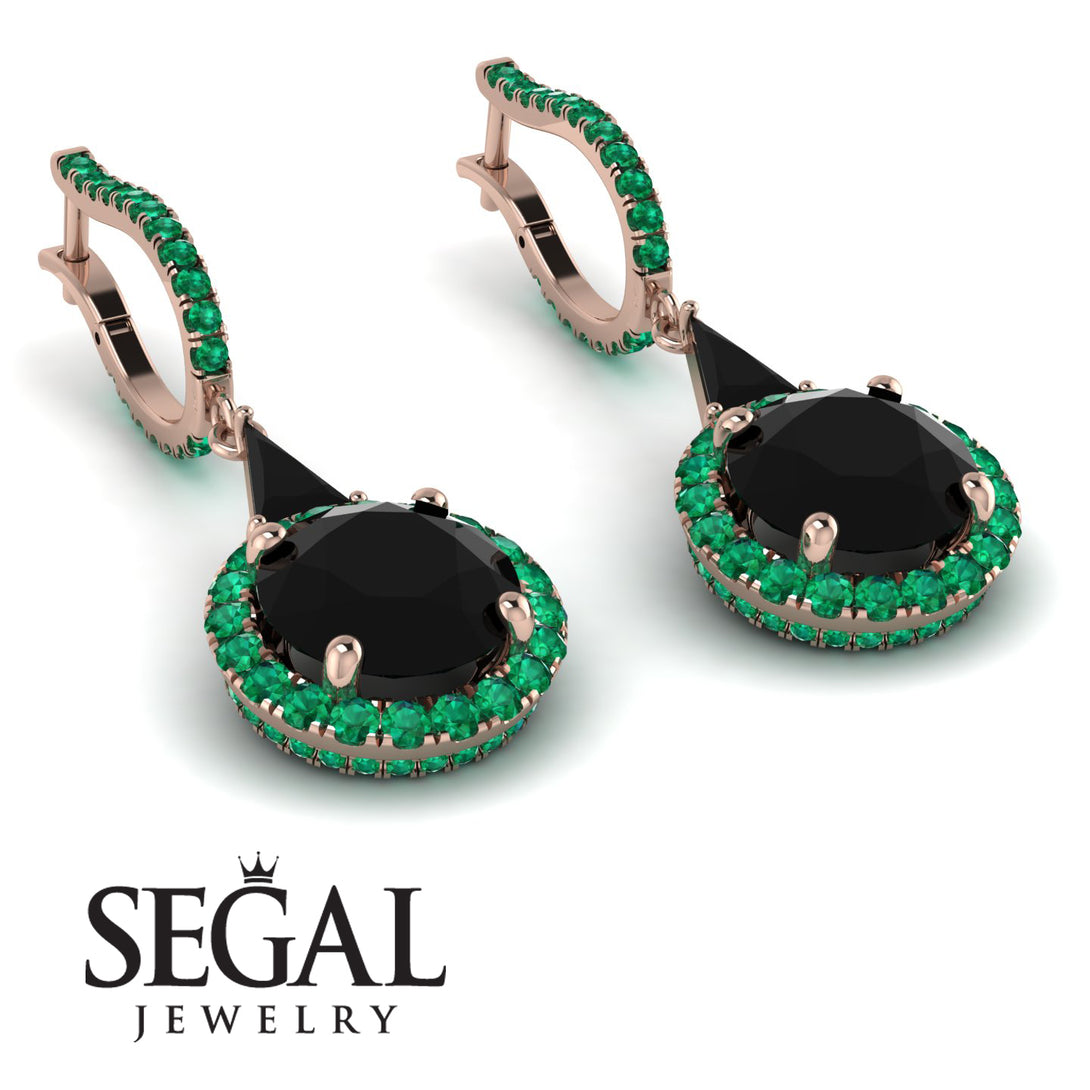 Hidden Halo Black Diamond Earrings - Joanna No. 23