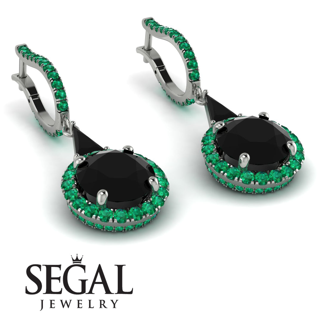 Hidden Halo Black Diamond Earrings - Joanna No. 24