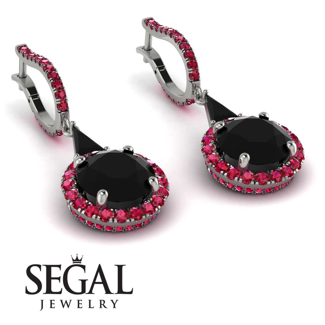 Hidden Halo Black Diamond Earrings - Joanna No. 54