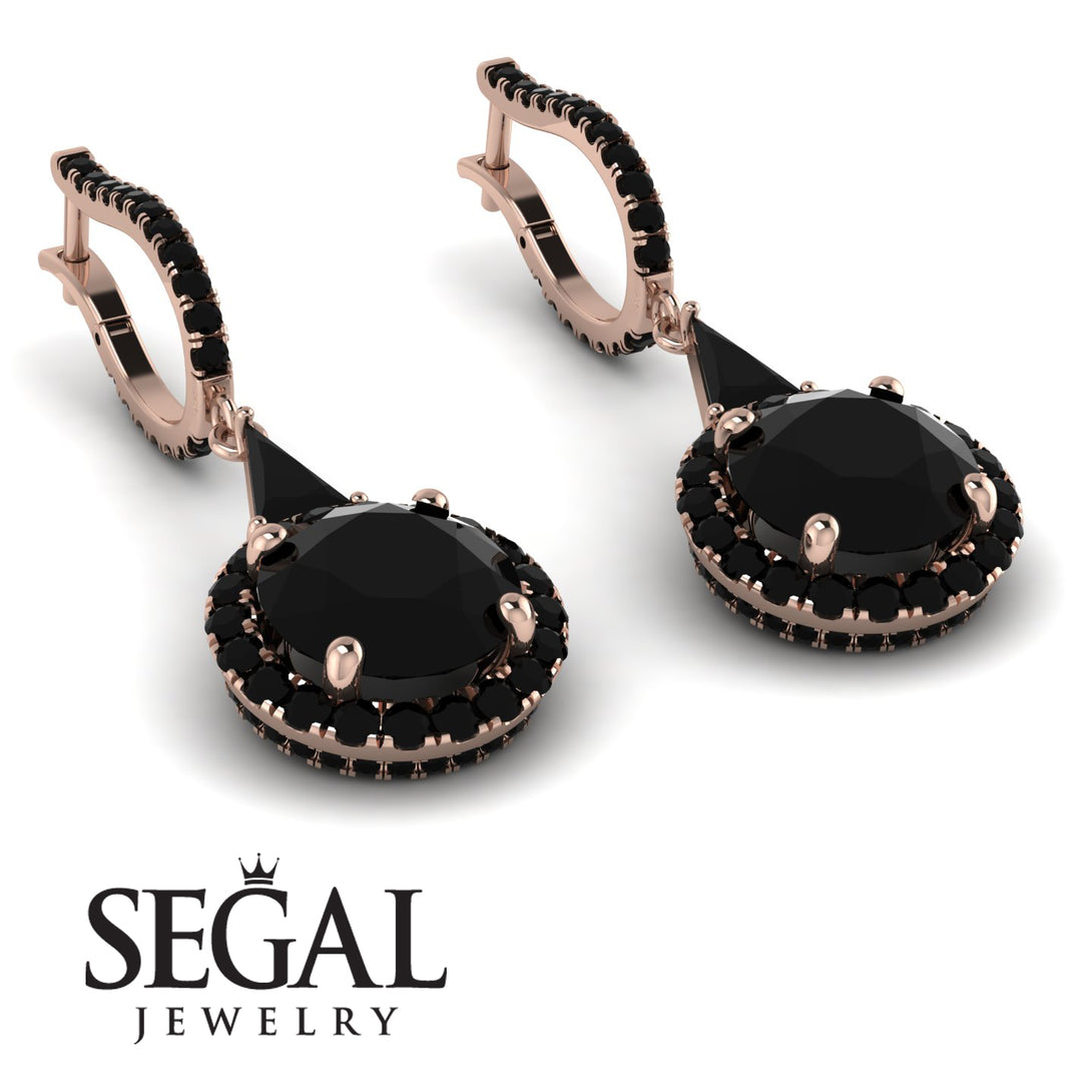 Hidden Halo Black Diamond Earrings - Joanna No. 38